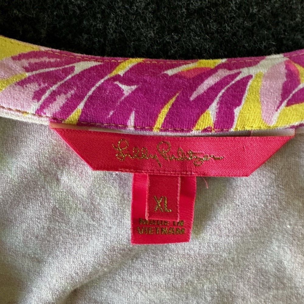 Lilly Pulitzer Folly Floral Wrap Dress Calla Yellow Floral Resort Sz XL Jersey - Picture 4 of 7